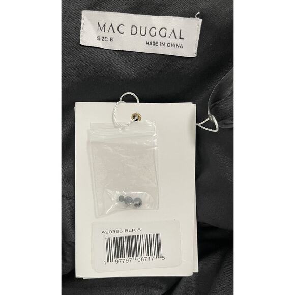 Mac Duggal A20398 Black Floral Embroidered‎ Sequin Midi Dress Size 8 $498 - Picture 7 of 7